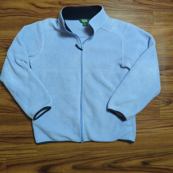 LL Bean Fleece Jacket Kids Size L 14/16 Full Zip Light Blue Outdoors Polartec - Picture 1 of 10